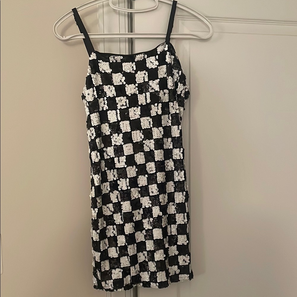 Chic Checkered Sequin Dress